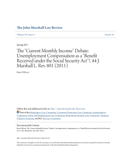 "Current Monthly Income" Debate: Unemployment Compensation as a
