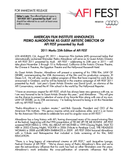 AMERICAN FILM INSTITUTE ANNOUNCES PEDRO ALMOD&Oacute;VAR