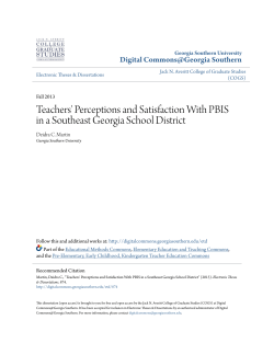Teachers` Perceptions and Satisfaction With PBIS in a Southeast