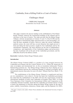 Cambodia, from a Killing Field to a Court of Justice: Challenges Ahead