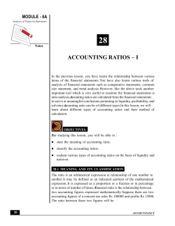ACCOUNTING RATIOS &ndash; I