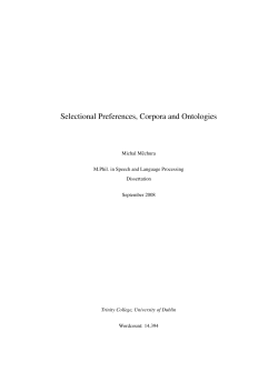 Selectional Preferences, Corpora and Ontologies