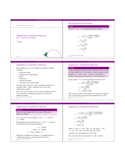 Applications of Quadratic Relations Solving Quadratic Equations