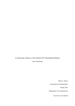 A Functional Analysis of the Finnish 2012 Presidential Debates