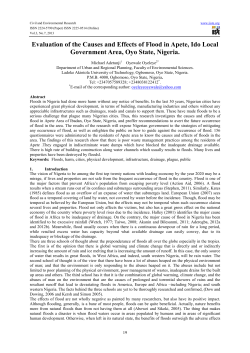 Evaluation of the Causes and Effects of Flood in Apete