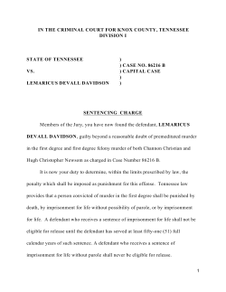 Sentencing charge in the trial of Lemaricus Devall Davidson