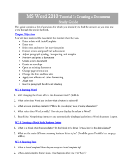 MS Word 2010 Tutorial 1
