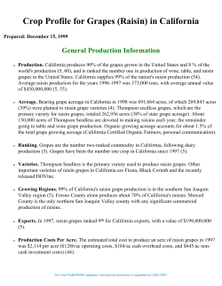 Crop Profile for Grapes (Raisin)