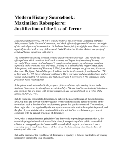 Modern History Sourcebook: Maximilien Robespierre: Justification of