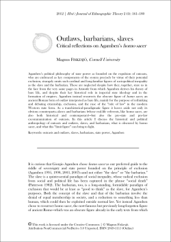 Outlaws, barbarians, slaves - HAU: Journal of Ethnographic Theory