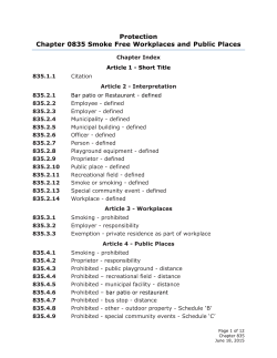 Smoke Free Workplaces And Public Places