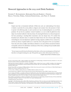 Biosocial Approaches to the 2013-2016 Ebola Pandemic