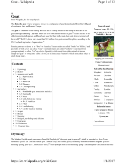 Page 1 of 13 Goat - Wikipedia 1/1/2017 https://en.wikipedia.org/wiki