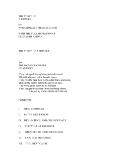 THE STORY OF A PIONEER BY ANNA HOWARD SHAW, D.D., M.D.