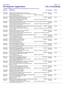 Development Applications City of Joondalup