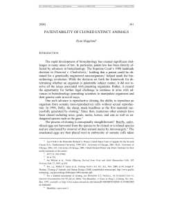 Patentability of Cloned Extinct Animals
