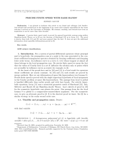 PRECISE FINITE SPEED WITH BARE HANDS∗ 1