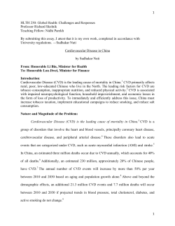 Cardiovascular Disease in China - Yale Center for Teaching and
