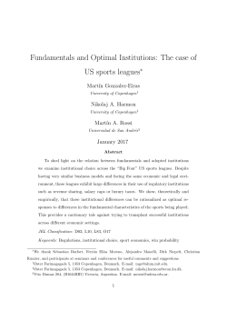 Fundamentals and Optimal Institutions: The case of US sports leagues