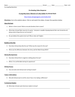 Pre-Reading Video Response A Long Way Gone: Memoirs of a Boy