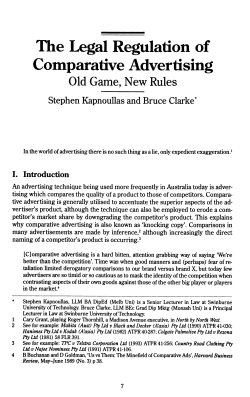 The Legal Regulation of Comparative Advertising