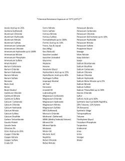*Chemical Resistance Exposure at 73*F (23*C)** Acetic Acid up to