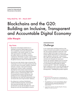 Blockchains and the G20: Building an Inclusive, Transparent and