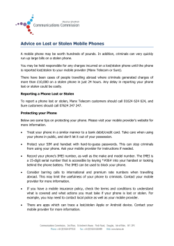 Advice on Lost or Stolen Mobile Phones