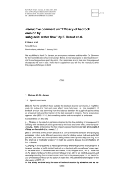 Interactive comment on &ldquo;Efficacy of bedrock erosion by subglacial