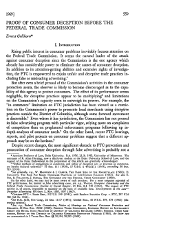 Proof of Consumer Deception Before the Federal Trade Commission