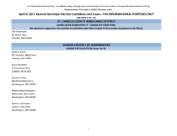 April 4, 2017 General Municipal Election Candidates and Issues
