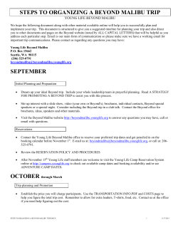 Steps to Organizing a Beyond Malibu Trip