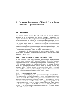 Chapter 4: Perceptual development of Finnish /t