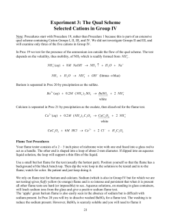 Experiment 3: The Qual Scheme Selected Cations in Group IV