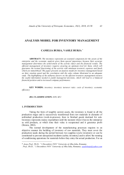 ANALYSIS MODEL FOR INVENTORY MANAGEMENT