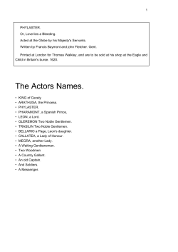 The Actors Names. - Shakespeare His Contemporaries
