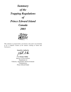 Summary of the Trapping Regulations of Prince Edward Island