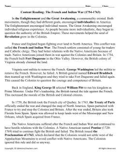 Content Reading: The French and Indian War (1754