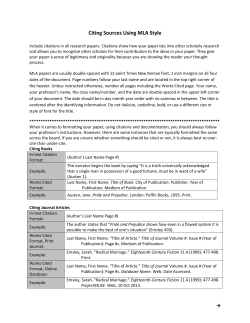 Citing Sources Using MLA Style