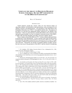 LIMITS ON THE ABILITY TO DISCIPLINE DISABLED SCHOOL