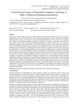 Critical Success Factors of Sustainable Competitive Advantage: A