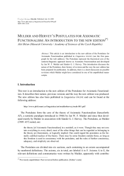 Mulder and Hervey`s Postulates for Axiomatic Functionalism