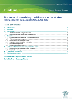 Guideline for Disclosure of pre-existing conditions under the