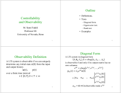 Controllability and Observability Outline Observability Definition