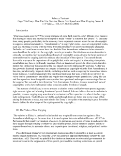 Rebecca Tushnet+ Copy This Essay: How Fair Use Doctrine Harms