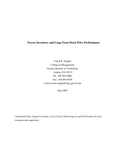 Excess Inventory and Long-Term Stock Price Performance
