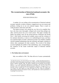 The reconstruction of historical national accounts: the case of Italy