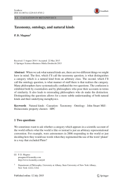 Taxonomy, ontology, and natural kinds