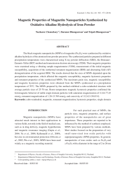 Magnetic Properties of Magnetite Nanoparticles
