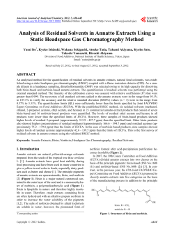 Analysis of Residual Solvents in Annatto Extracts Using a Static